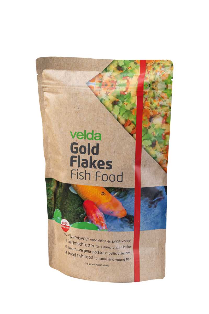 Velda Velda Gold Flakes Fish Food 1000 ml | Koivoer Basis, detailaanzicht Koivoer Basis
