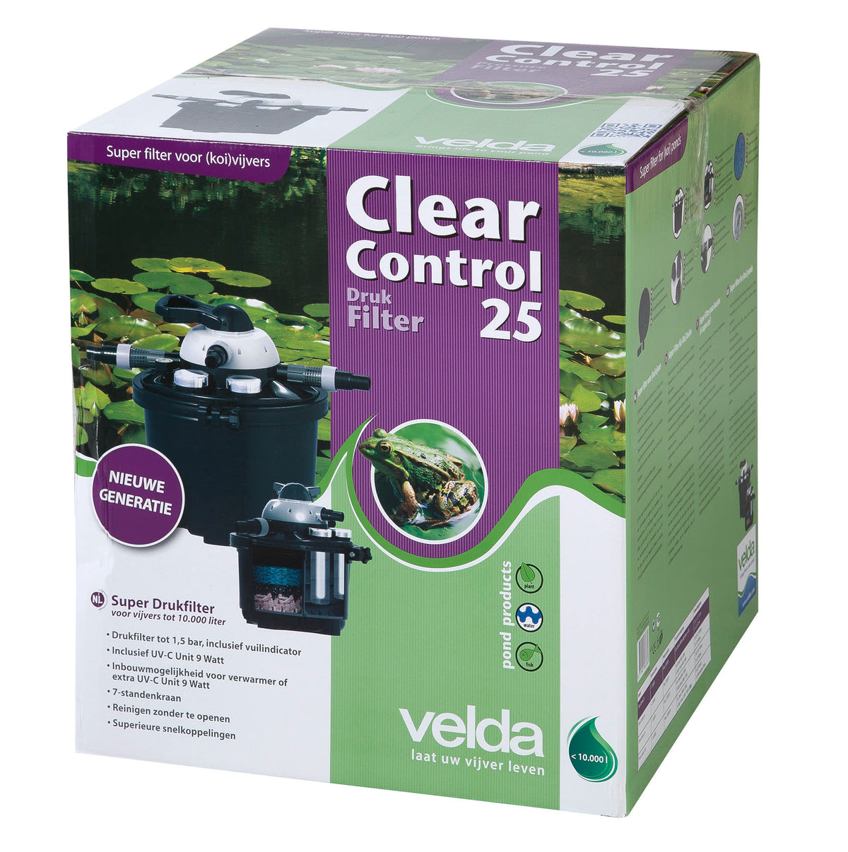 Nederlandse verpakking Velda Clear Control 25 voor vijvers tot 10.000 liter