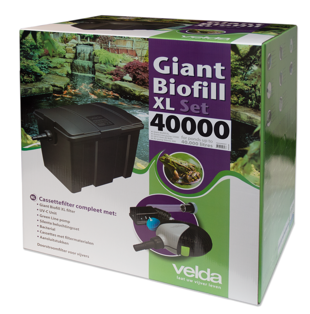 Velda Giant Biofill XL Set 40000 verpakking met filter, Green Line pomp, UV-C en beluchting