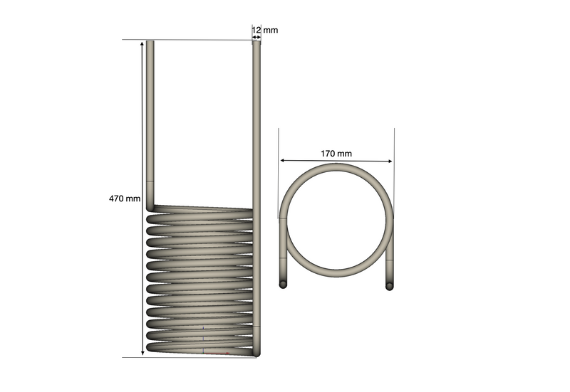 Warmtewisselaar 15 kW - RVS316L (Ø 12mm), afbeelding 2 Warmtewisselaar