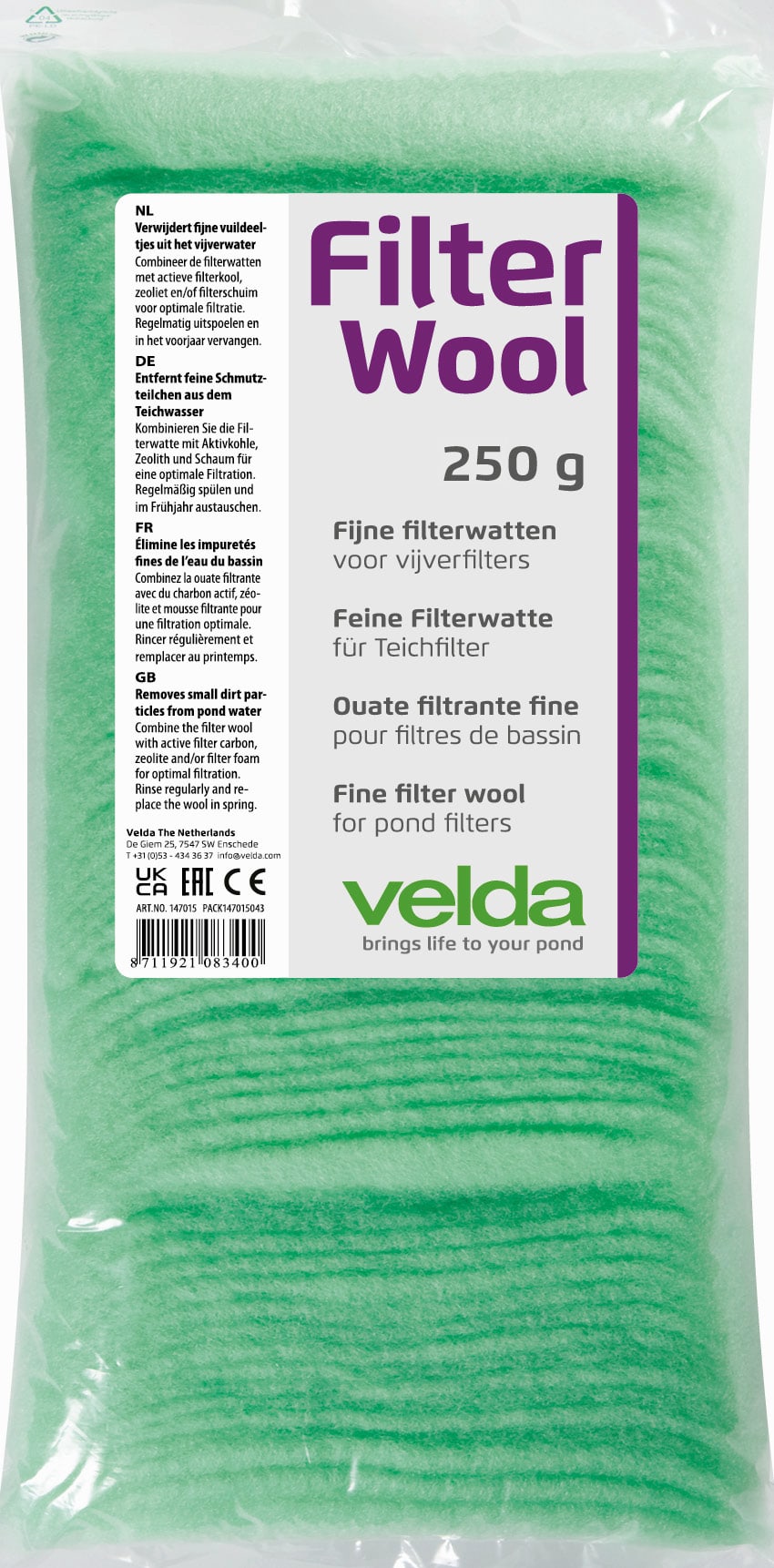 Vt Filter Watten Groen 250 Gram | Filtermateriaal