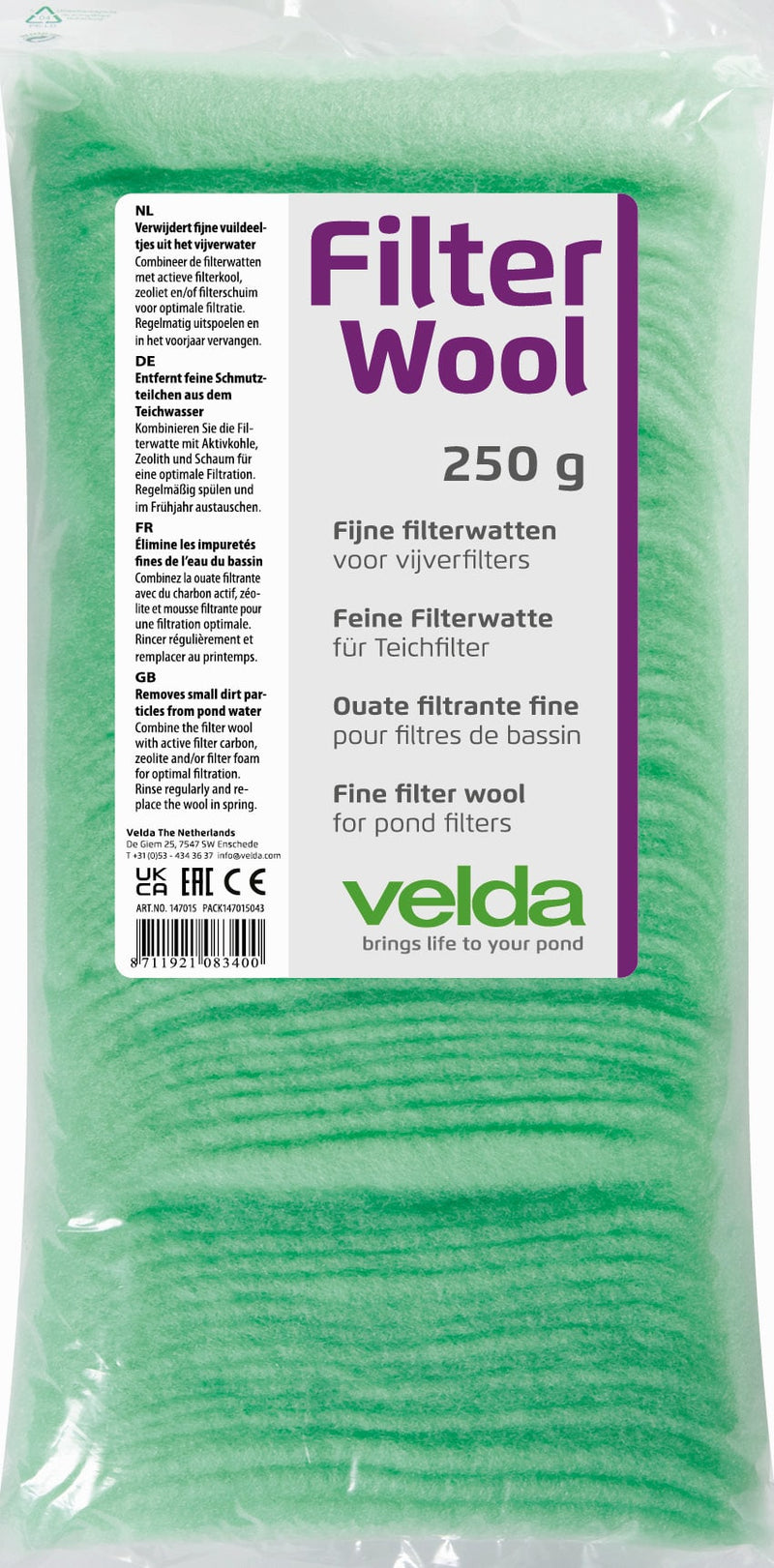 Vt Filter Watten Groen 250 Gram | Filtermateriaal, afbeelding 3 Filtermateriaal