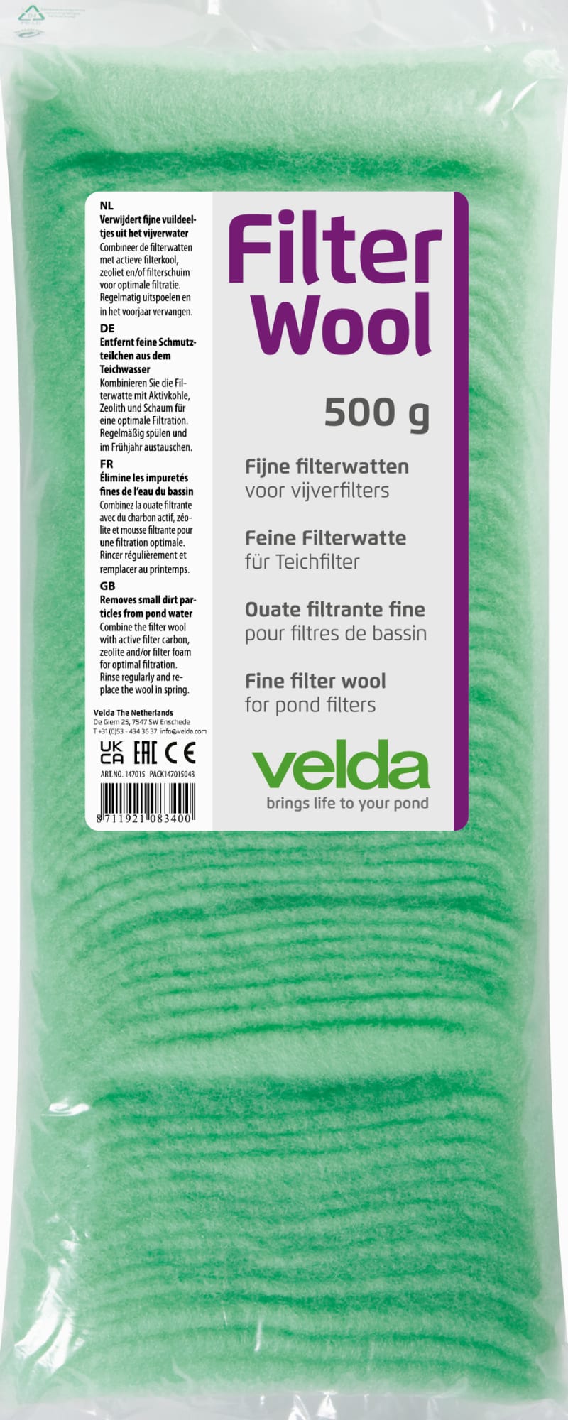 Vt Filter Watten Groen 500 Gram | Filtermateriaal