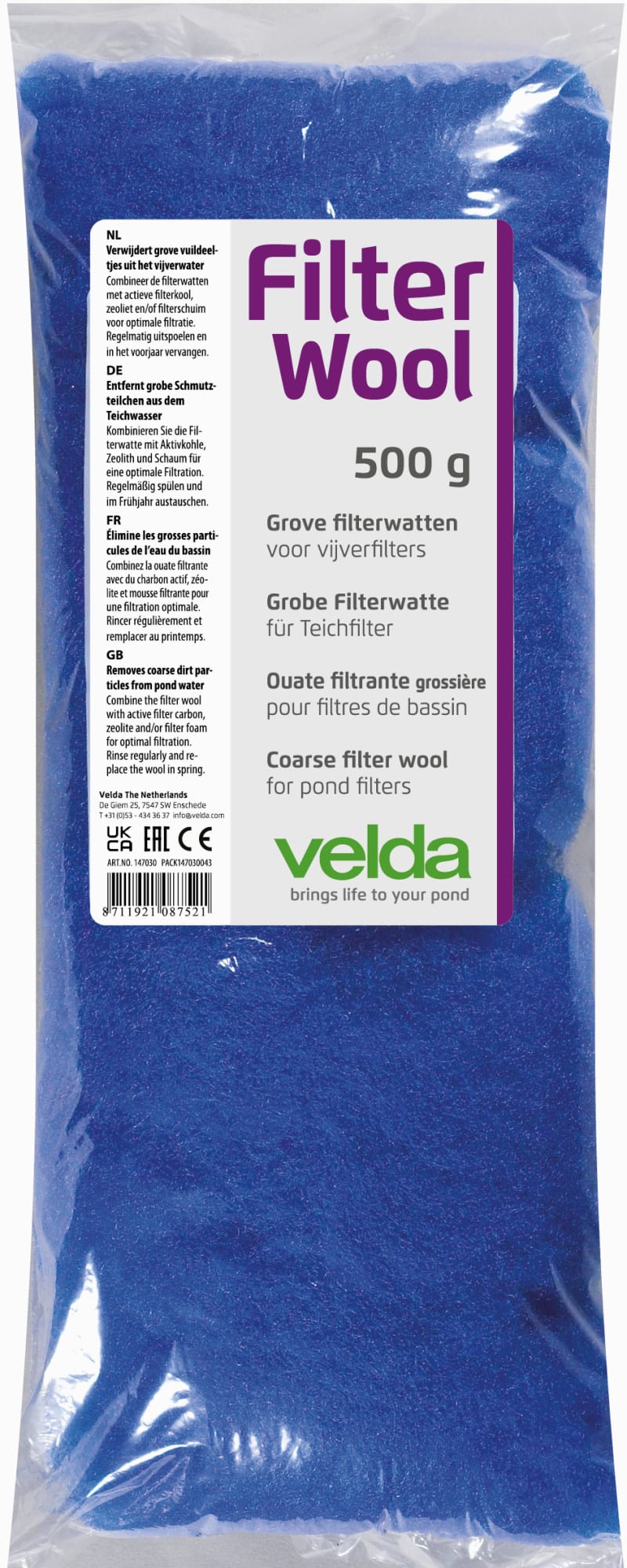 Vt Filter Watten Blauw 500 Gram | Filtermateriaal, afbeelding 3 Filtermateriaal