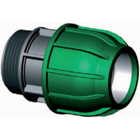 PP klemkoppeling 32mm x ¾" buitendraad, miniatuur 1