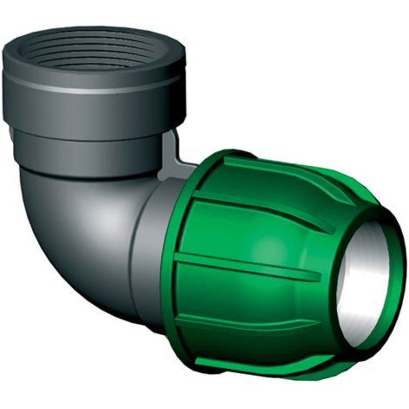 PP klemkoppeling knie 32mm x ½ binnendraad, Slangkoppeling bij Vijvercentrum