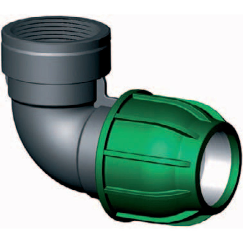 PP klemkoppeling knie 90° 50mm x 1½" binnendraad, Slangkoppeling bij Vijvercentrum