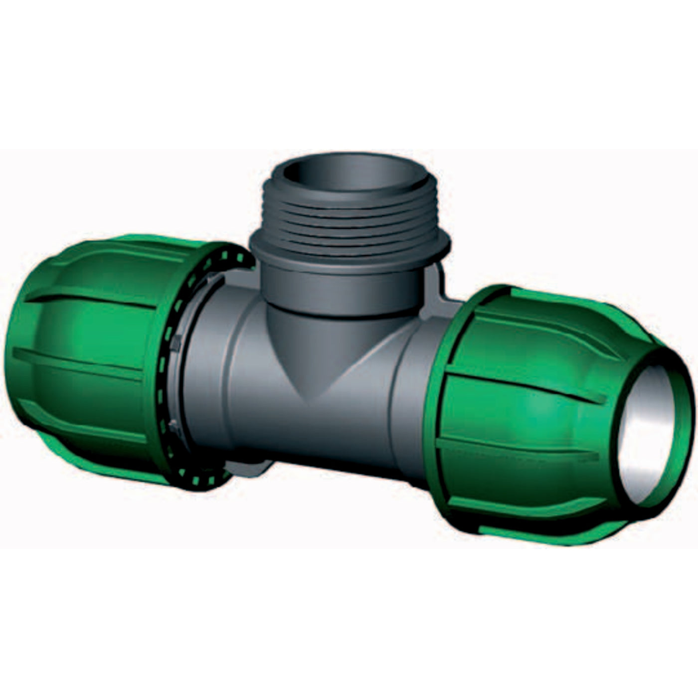 Aquaforte PP klemkoppeling T-stuk 20mm x ¾" buitendraad x 20mm - productfoto