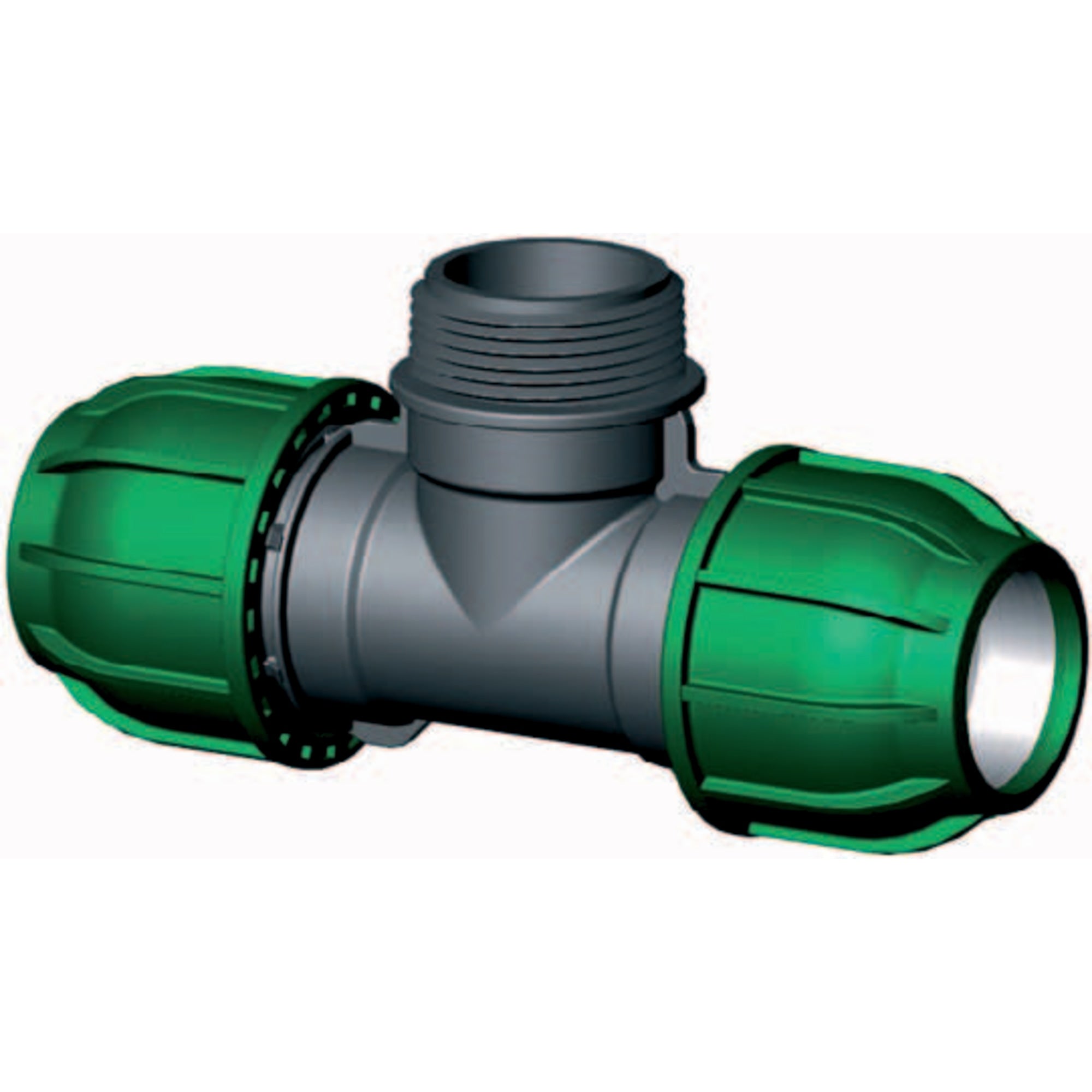 Aquaforte PP klemkoppeling T-stuk 20mm x ¾" buitendraad x 20mm - productfoto