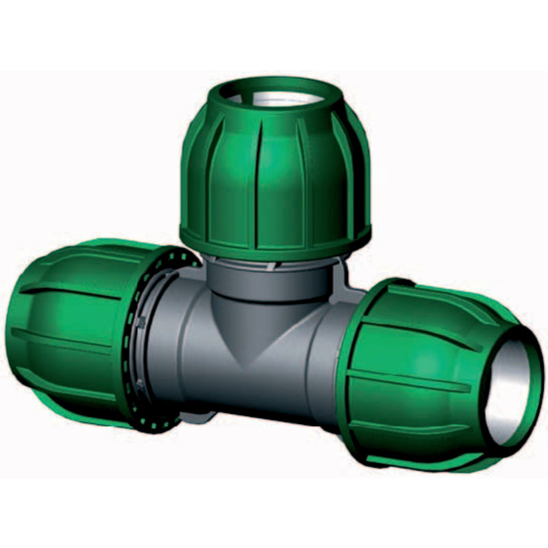 Aquaforte PP klemkoppeling T-stuk 40mm x 40mm x 40mm - productfoto, Klemkoppeling bij Vijvercentrum