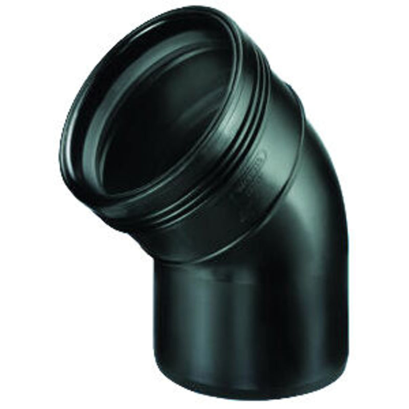 Bocht PP 45° Spie x Manchet Zwart 90mm, PP Fitting bij Vijvercentrum