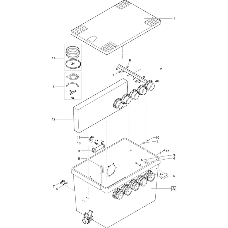 Clear Wave afvoermodule XL gepompt, Onderdelen bij Vijvercentrum
