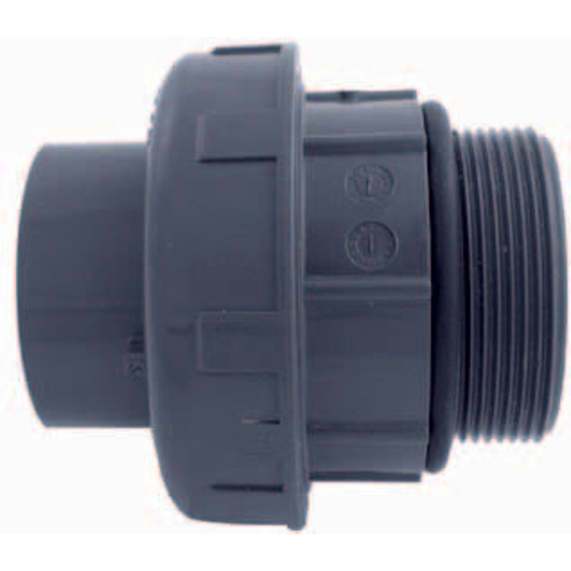 PVC 3/3 koppeling 50mm x 1½" buitendraad