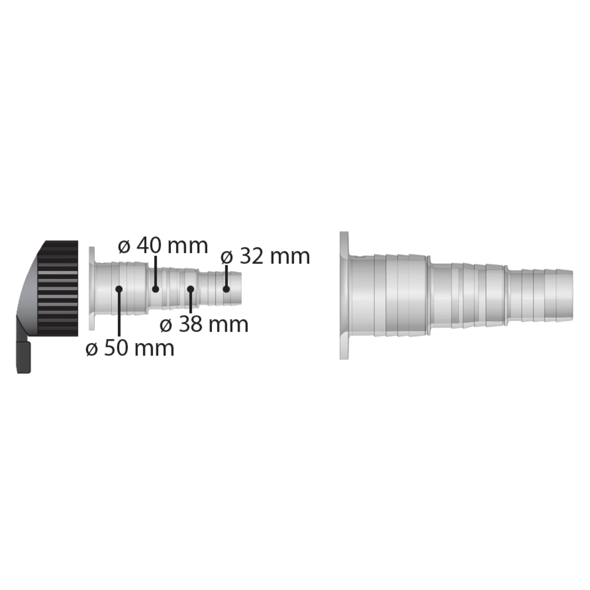 Slangtule flens 63mm x tule 32/38/40/50