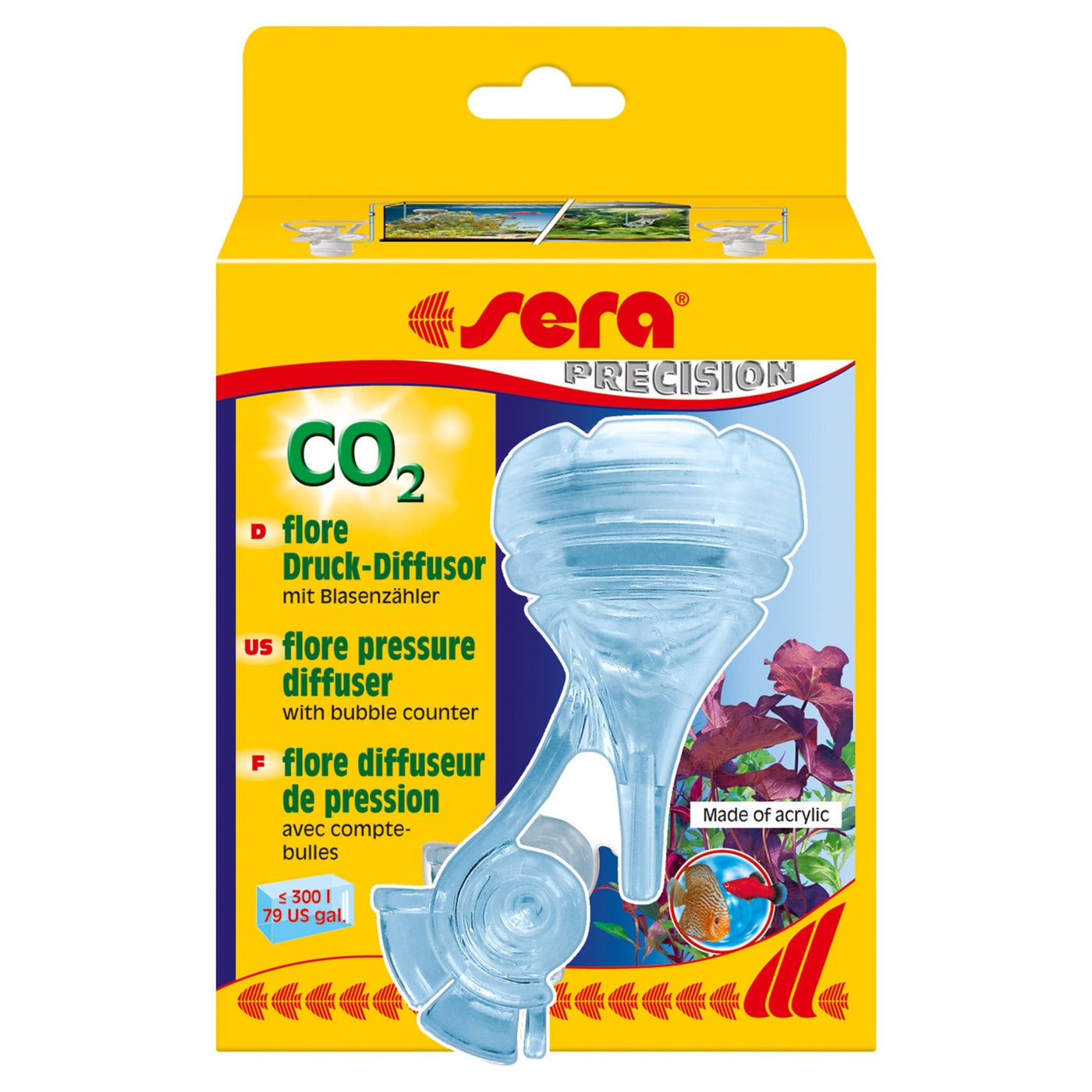 flore CO2 druk-diffusor met geïntegreerde bellenteller 1 st