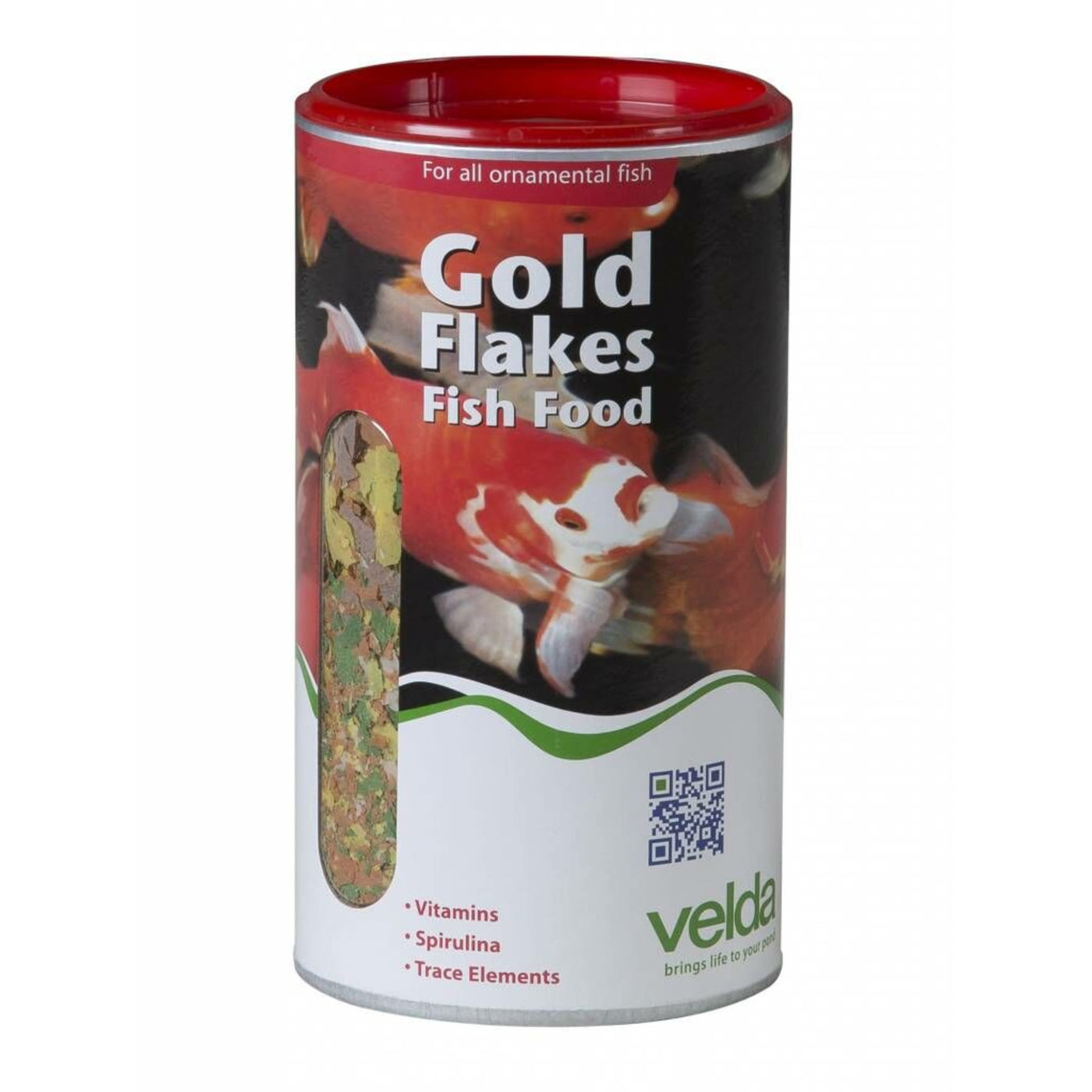 Velda Gold Flakes Fish Food 1.250 ml in cilindrische verpakking