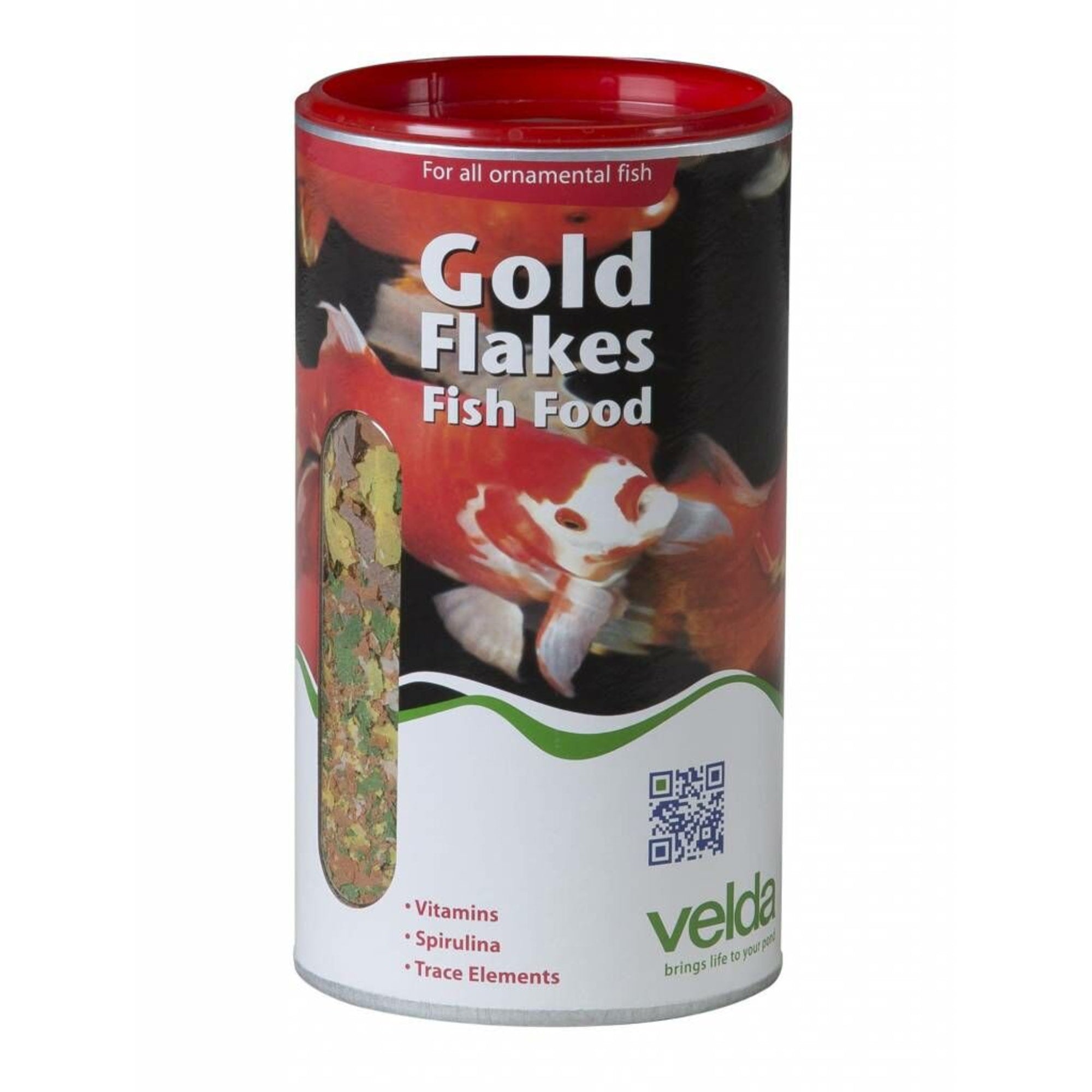 Velda Gold Flakes Fish Food 1.250 ml in cilindrische verpakking