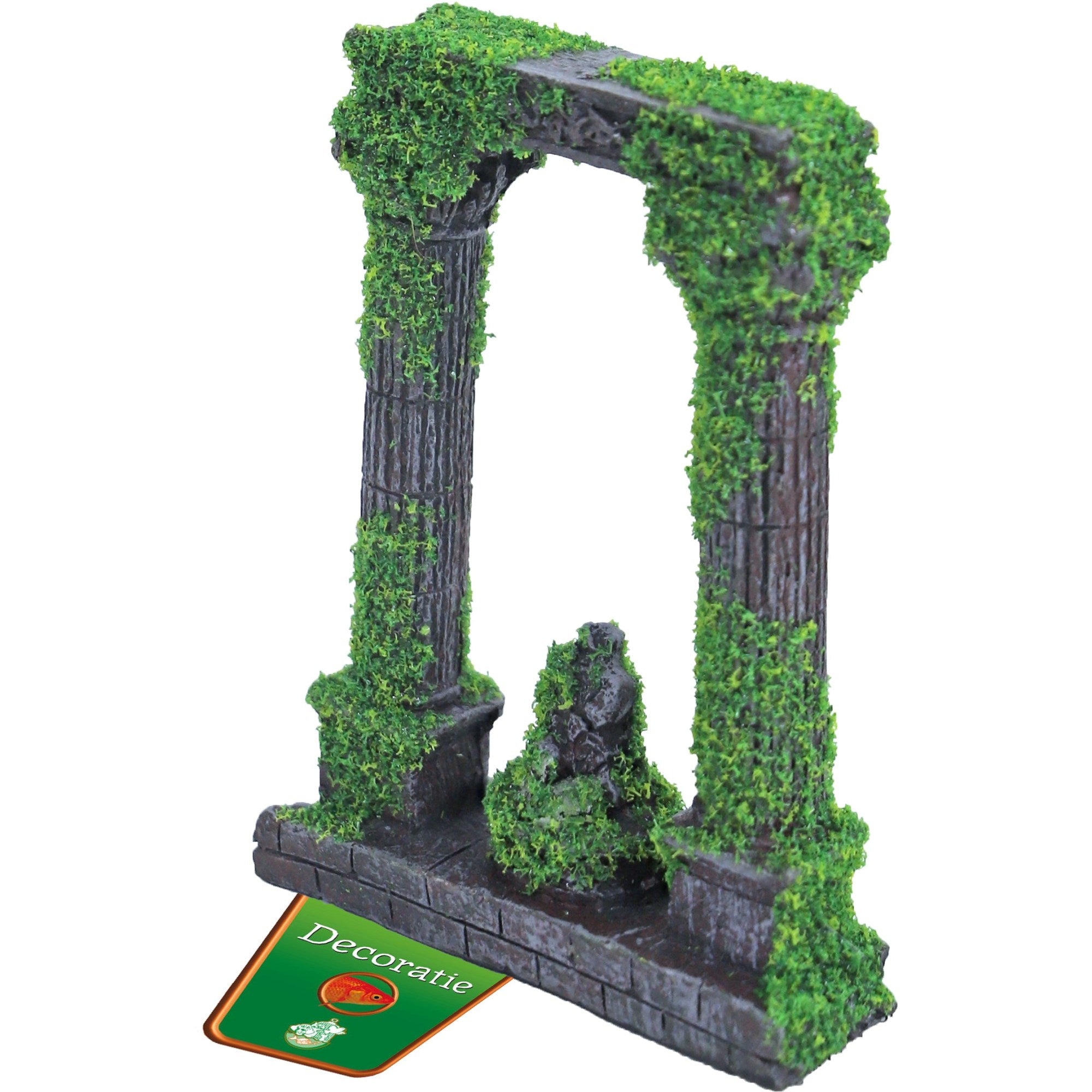 Ornament Ruine 2x Zuil+Beeld En Mos 12cm