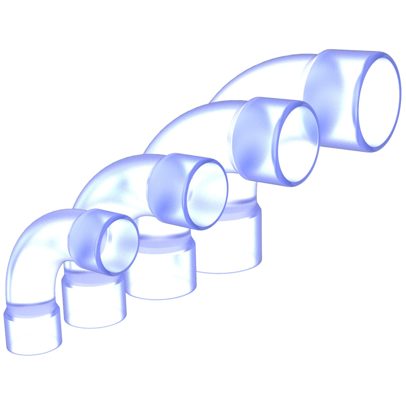 Europond transparante PVC handvormbocht 90 graden 40 mm PN10 seriebeeld