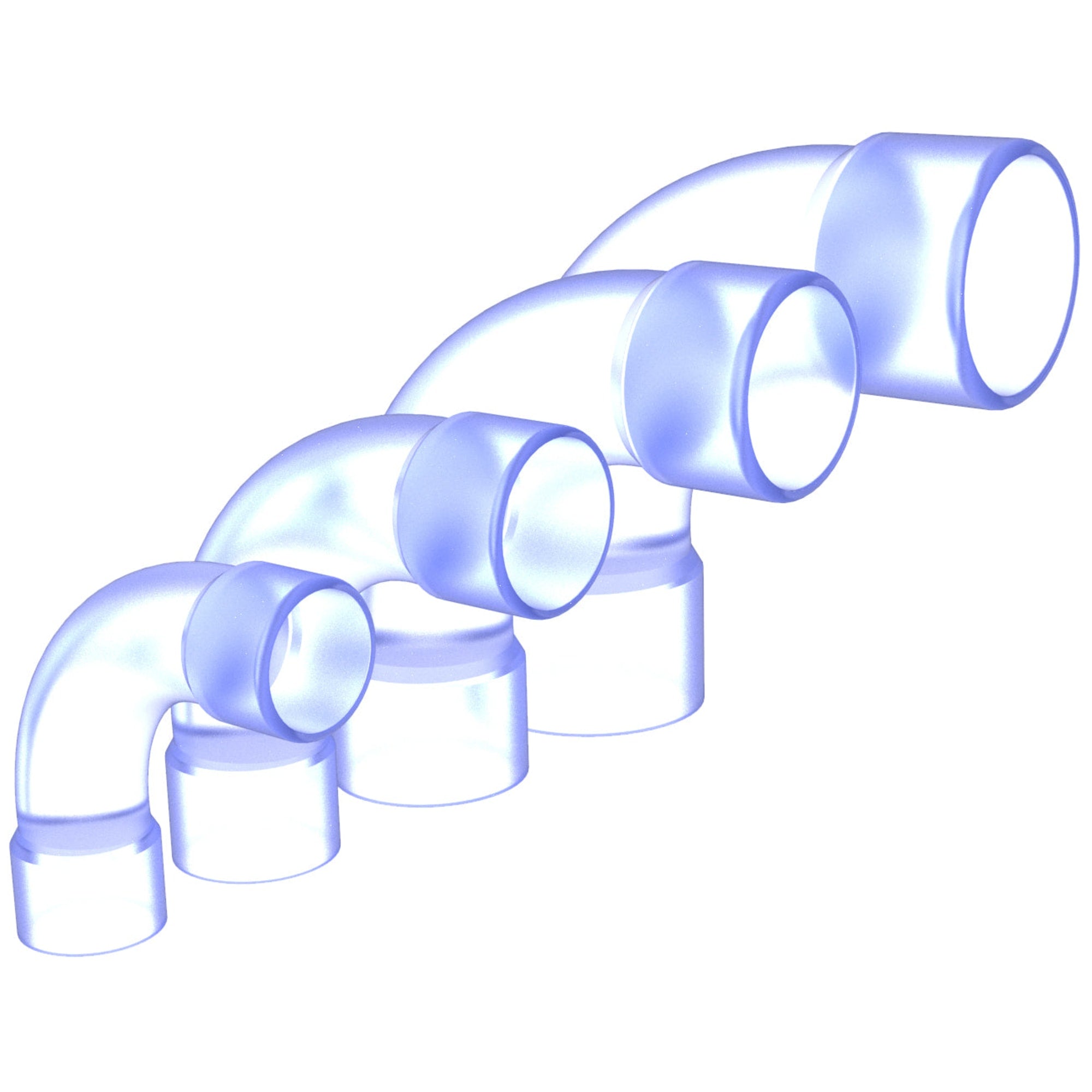 Europond transparante PVC handvormbocht 90 graden 40 mm PN10 seriebeeld