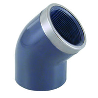 PVC knie 45° Ø63mm x 2" binnendraad versterkt PN16, miniatuur 1