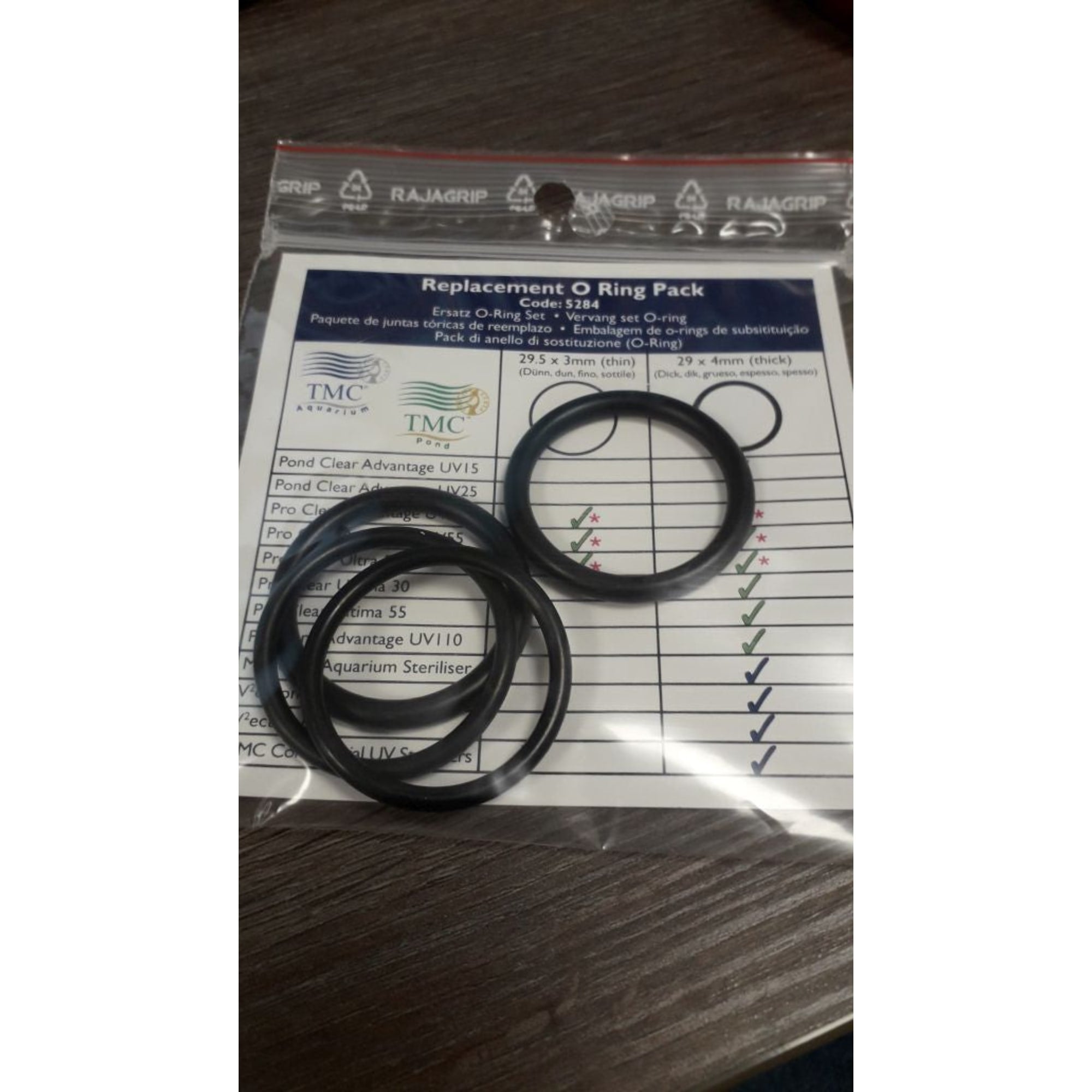 TMC O-ring set kwartsglas 15/25/30/55/110 watt