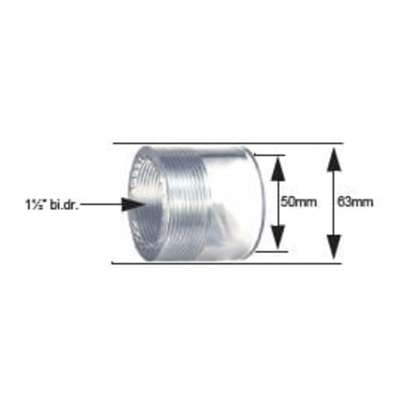 Transparante verloopring 50/63 x X 1½” Binnendraad, Vijver Accessoire bij Vijvercentrum