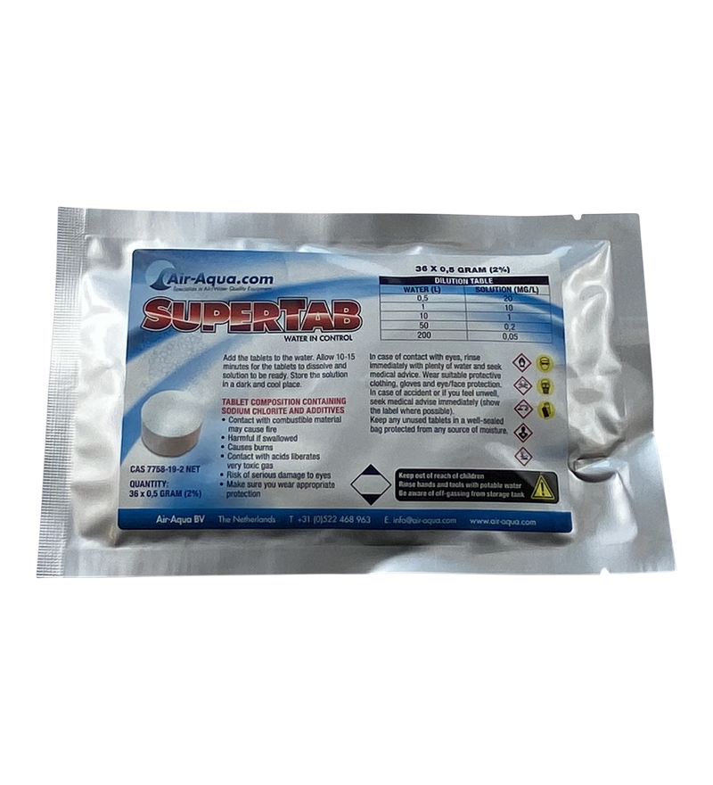 Air Aqua SuperTab - Chloordioxide - 36 Tabs x 0.5 gram - 2%, Waterbehandeling bij Vijvercentrum