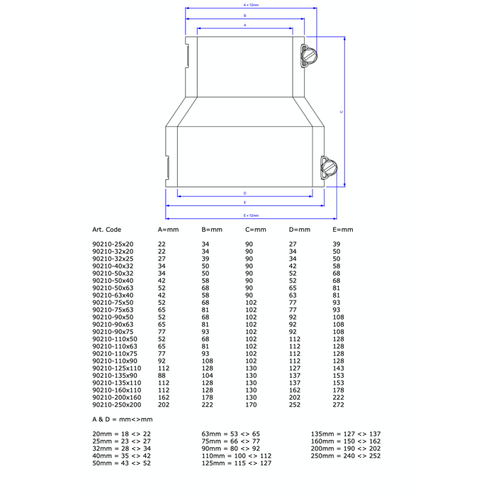 Air Aqua Flexibele rubber verloopsok/mof 90x63mm