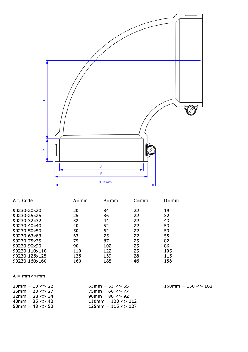 Air Aqua Flexibele EPDM bocht (90°) 50mm