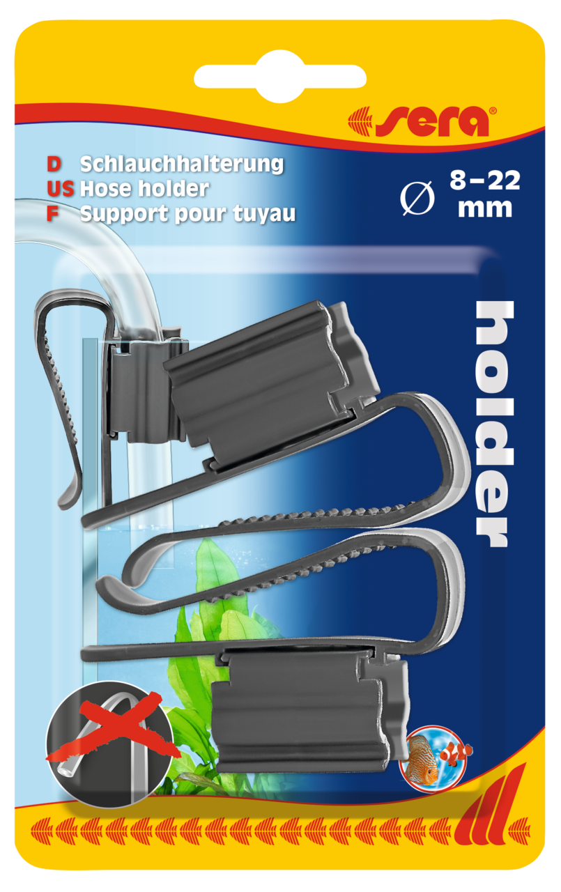 Sera slanghouder 8-22 mm 2 stuks - filterslang netjes aan aquariumruit bevestigen
