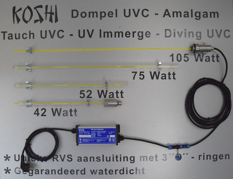 Koshi kabelset voor RVS Dompel Amalgaam UVC 42-105 watt, afbeelding 2 UV-C
