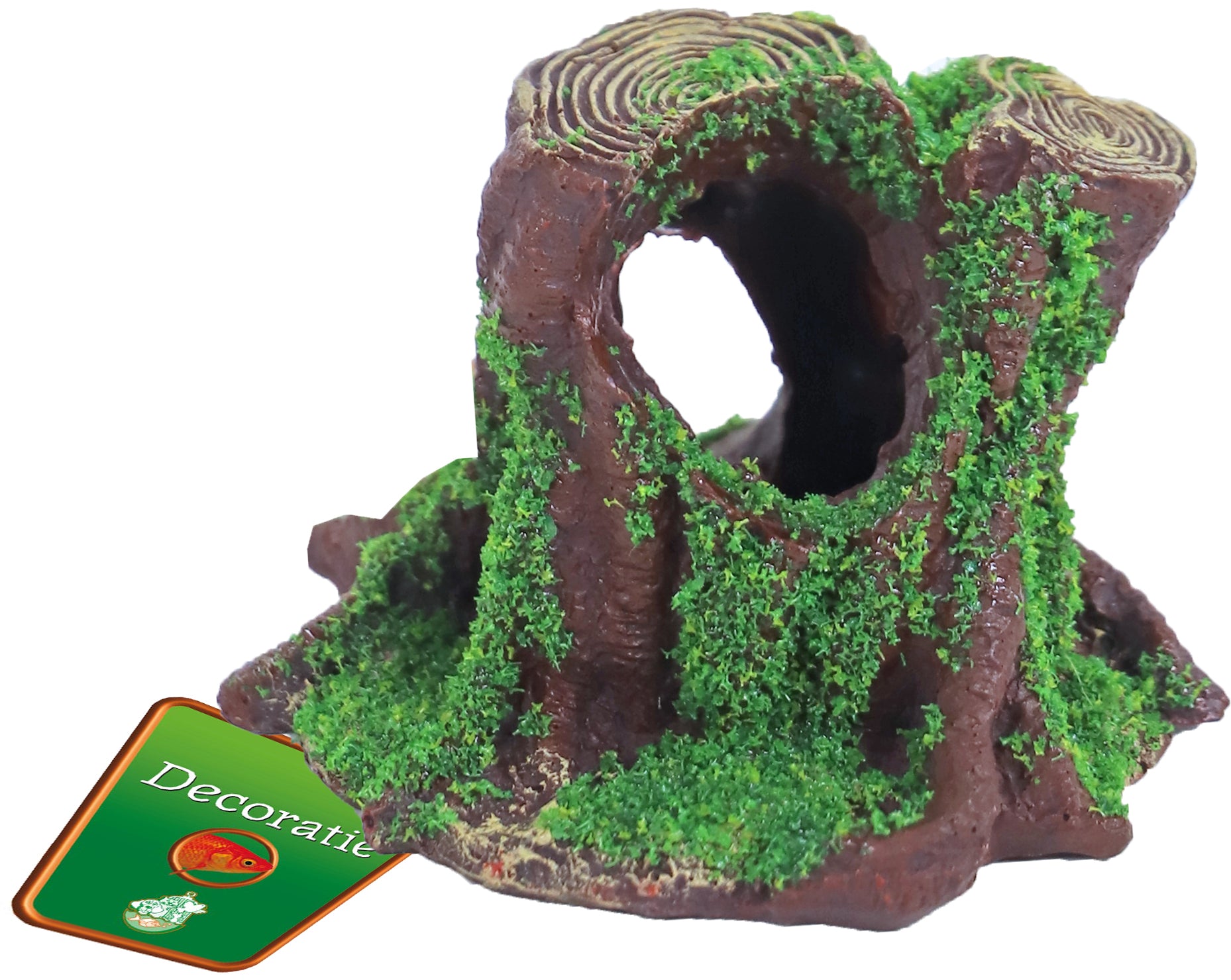 Boon Ornament Boomstronk met Mos 10x8x7cm - Aquariumdecoratie polyresin
