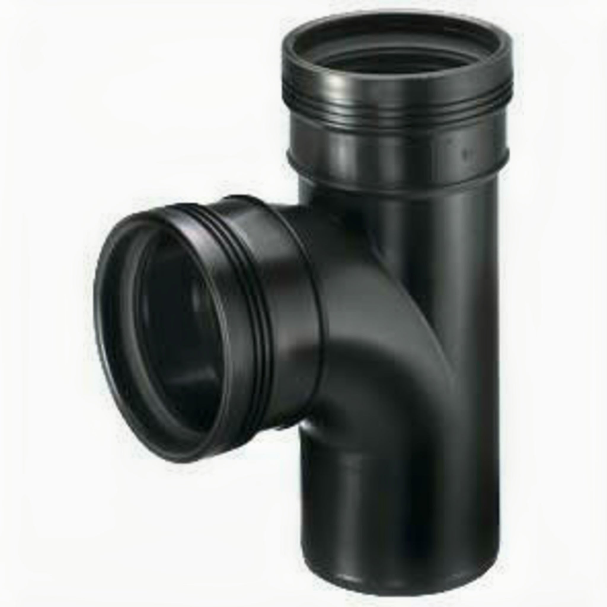 Wavin PP T-stuk 88 graden 50 mm 2x manchet 1x spie zwart - Haakse aftakking voor afvoerleidingen