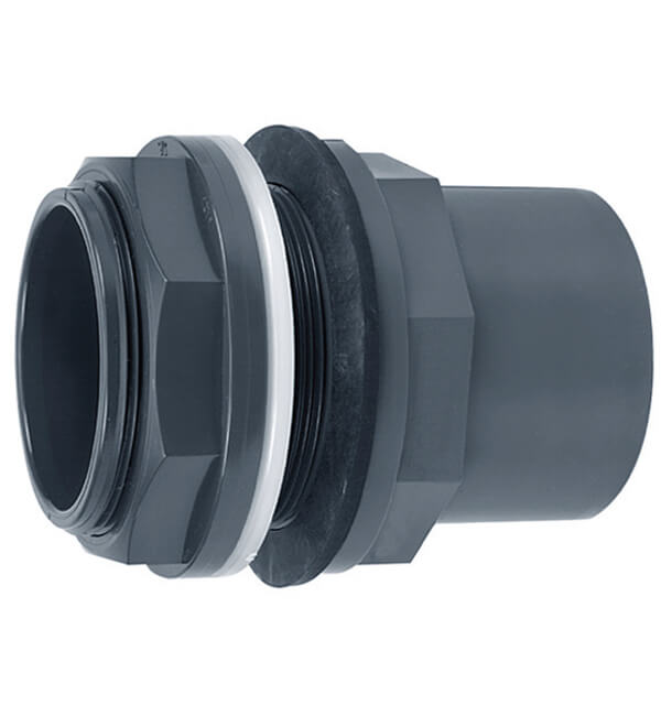 VDL PVC tankdoorvoer 50 mm x 2 inch zijaanzicht met wartelmoer
