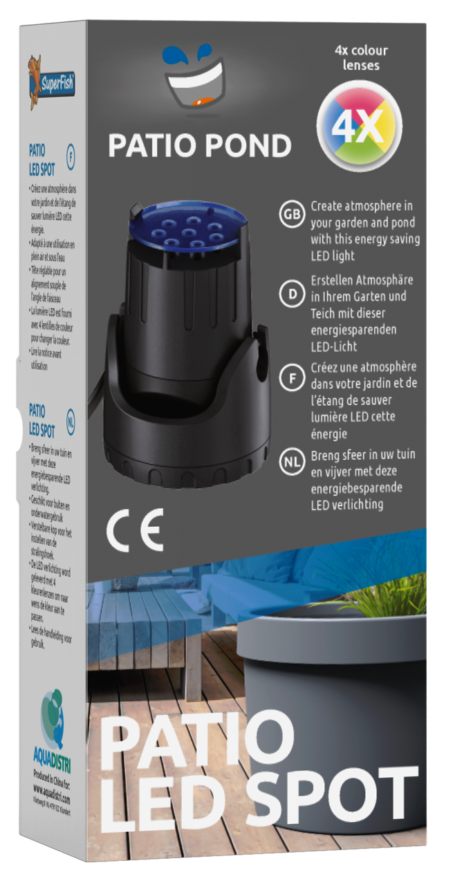 Superfish Patio Pond LED Spot - Onderwaterverlichting voor terrasvijver met kleurlenzen
