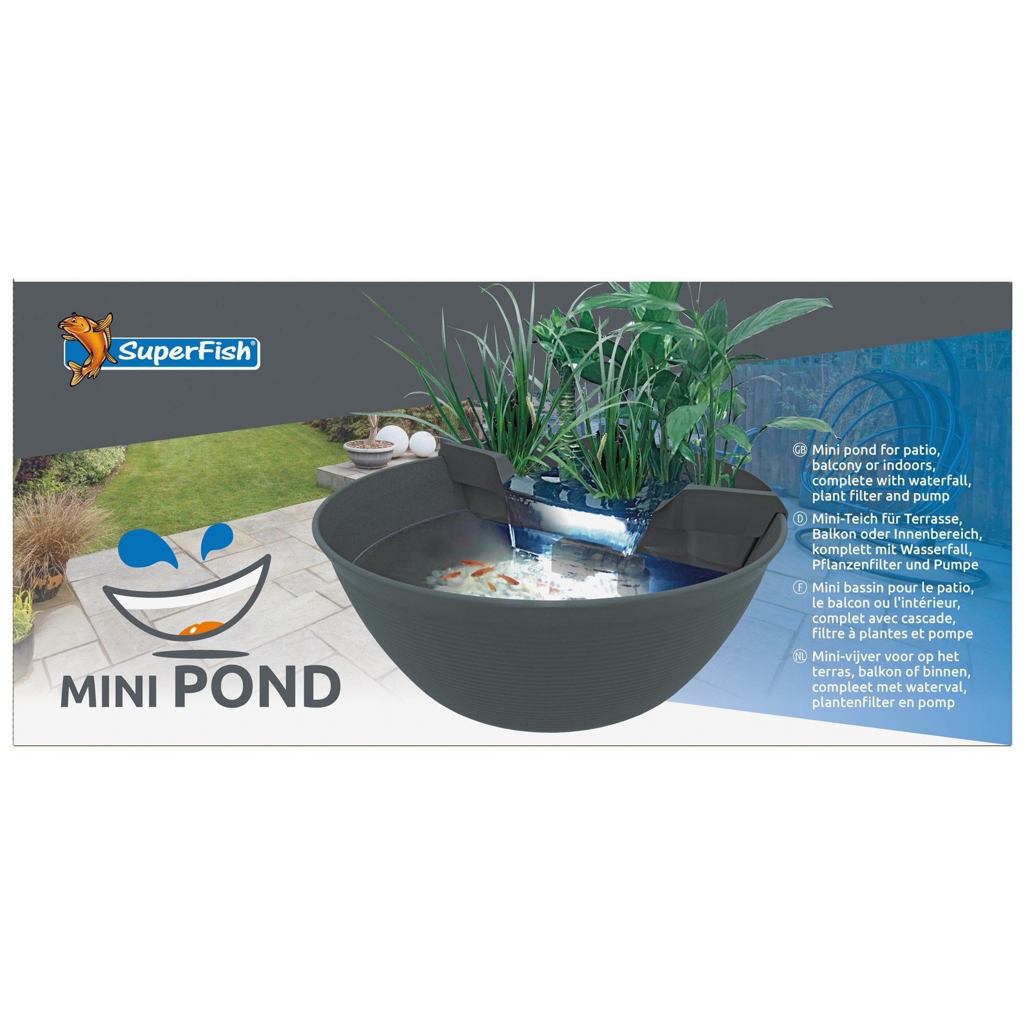 Superfish Mini Pond Grijs - Complete minivijver met pomp en plantenfilter