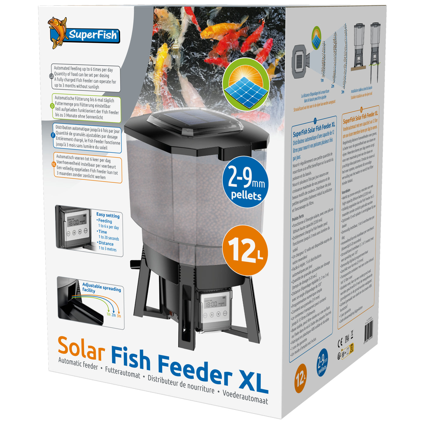 Superfish Solar Fish Feeder XL - Automatische voederautomaat op zonne-energie met 12 liter - 8715897354106 SOLAR FISH FEEDER XL 3D