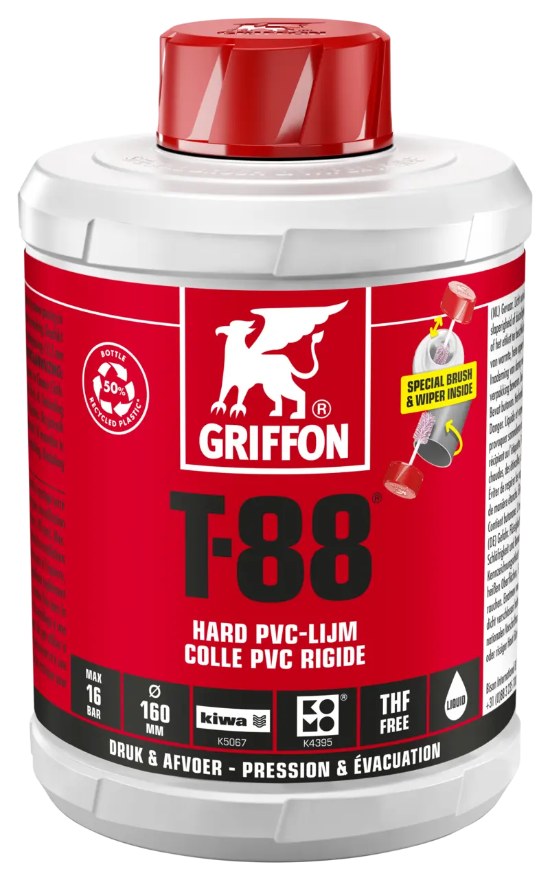 Griffon T-88 PVC hardlijm 1000 ml pot met lijmborstel