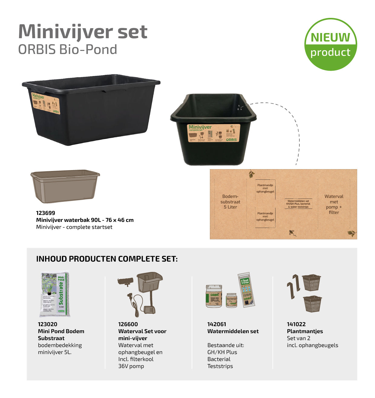 Velda Velda Orbis Bio-Pond rechthoekig 76 x 46 cm Set - Complete minivijver met pomp en waterval