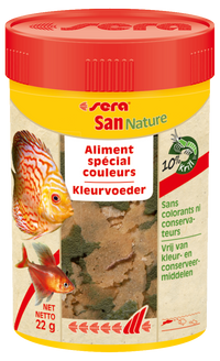 Sera San Nature 100 ml - Kleurversterkend vlokkenvoer voor siervissen zonder kunstmatige kleurstoffen, miniatuur 2