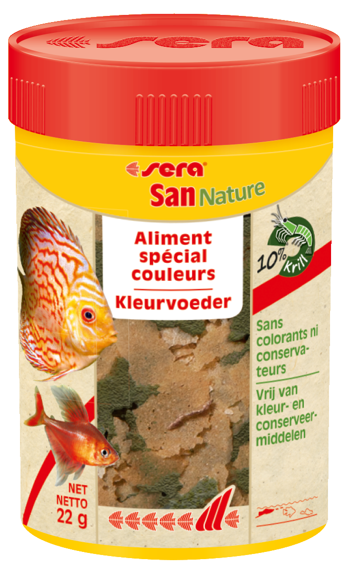 Sera San Nature 100 ml - Kleurversterkend vlokkenvoer voor siervissen zonder kunstmatige kleurstoffen