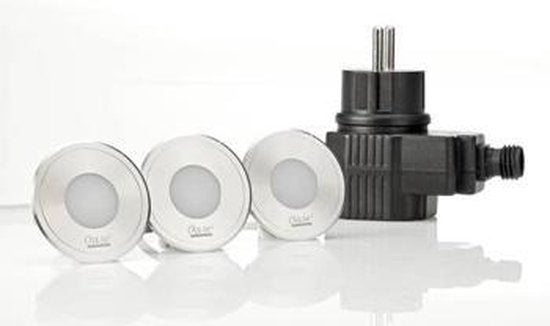 Oase LunAqua Terra LED Set 3 - Complete set met 3 grondspots, verdeler en transformator, afbeelding 2 Vijververlichting