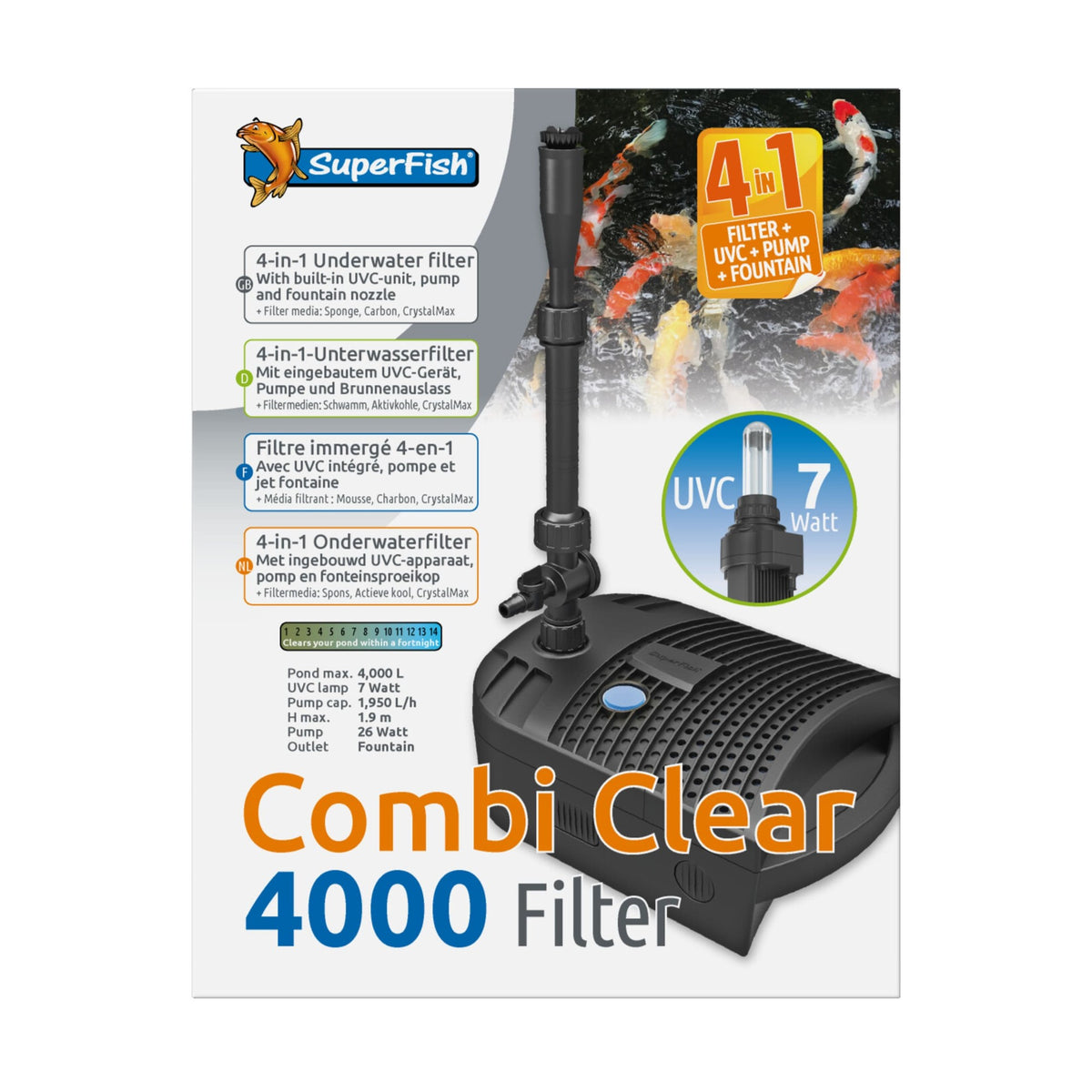 Superfish Combi Clear 4000 - 4-in-1 onderwaterfilter met pomp en UV-C