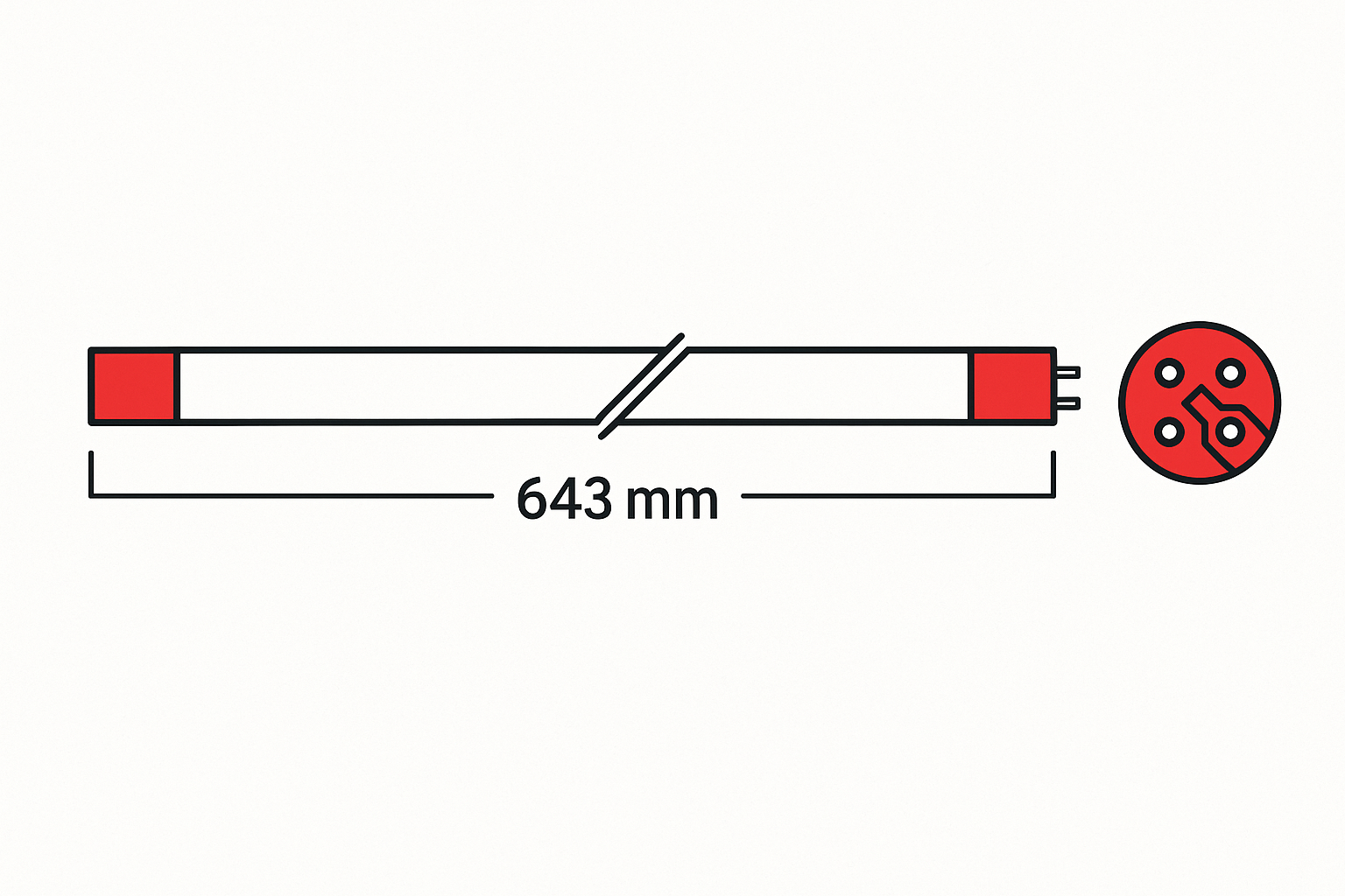 Filtreau 75 Watt - T5 - Rode fitting - lengte 643mm - UVC Short-pin Vervangingslamp - afbeelding 2