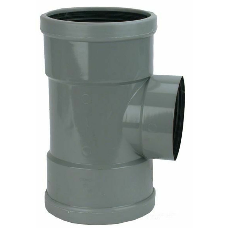Wavin PVC Verloop T-Stuk 88° 2 x manchet 1 x lijmmof 110 x 50 mm - productfoto, Onderhoudsproduct bij Vijvercentrum