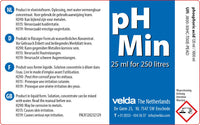 Velda pH Min etiket met dosering 25 ml per 250 liter en veiligheidswaarschuwingen, miniatuur 2