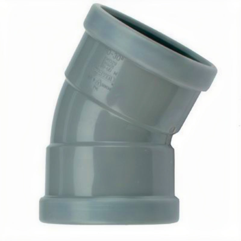 Wavin PVC Bocht 30 graden manchet 2x mof 110 mm - steekbare bocht voor afvoer en vijverleidingen, PVC Hulpstuk bij Vijvercentrum