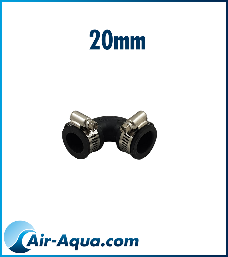 Air Aqua Flexibele Bocht ½" / 20mm - Flexibele EPDM bocht 90° 20 mm voor spanningsvrije leidinghoeken, PVC-hulpstuk bij Vijvercentrum