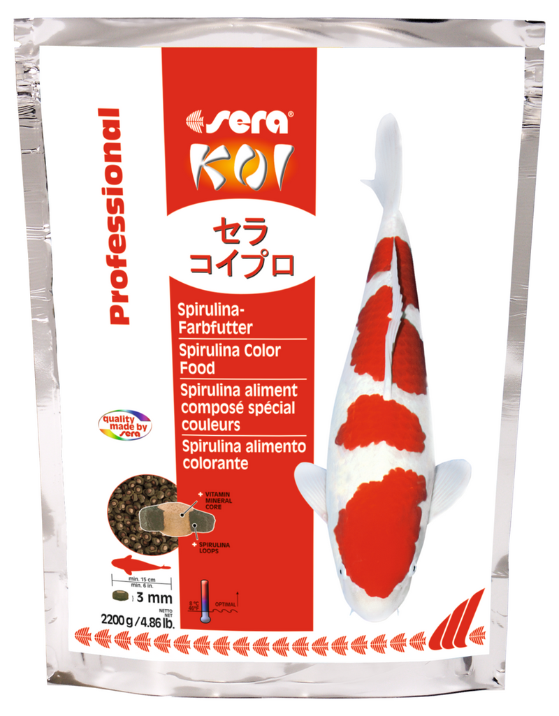 Sera Koi Professional Spirulina Kleurvoer 2200 g - Kleurversterkend koivoer met spirulina, afbeelding 2 Koivoer Kleur